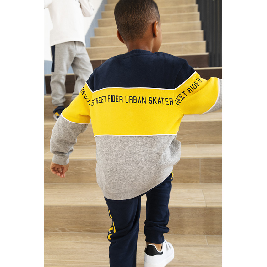 Ensemble sweat color block + jogging avec bandes placées pour garçon Main Ensemble sweat color block + jogging avec bandes placées pour garçon