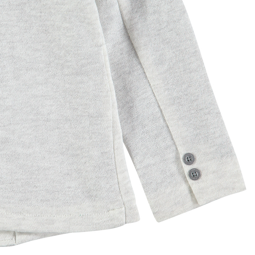 Americana de punto gris jaspeado con forro de rayas 