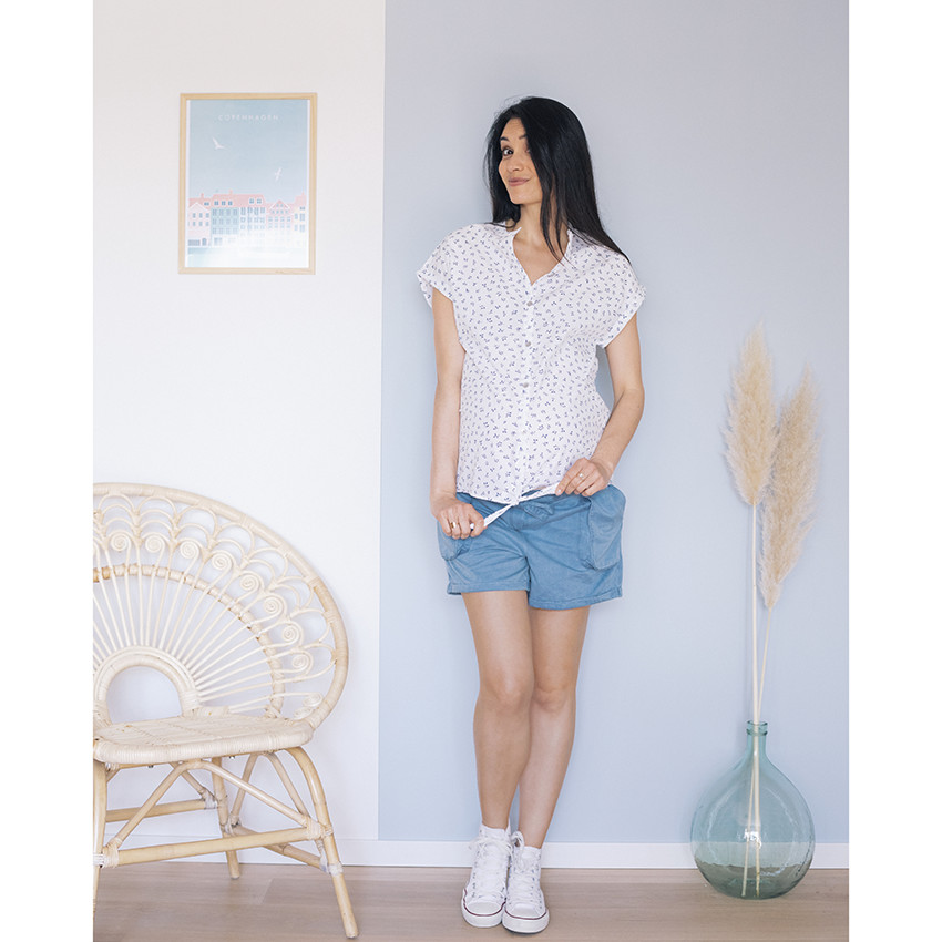 pantalon corto de embarazo con bolsillos 