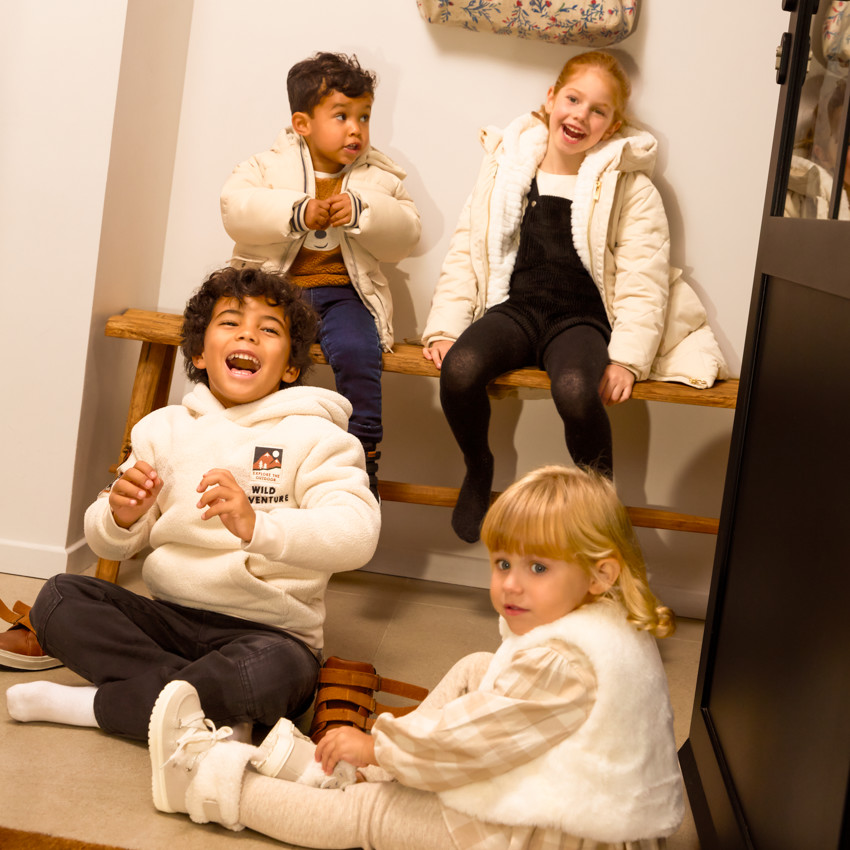 Chaqueta de twill y sherpa de manga larga + chaleco para niña 