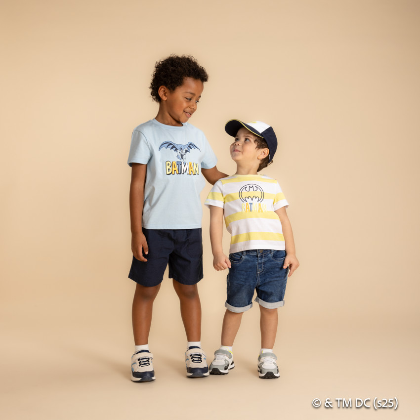 Camiseta de manga corta Batman Warner con bordado para bebé niño 