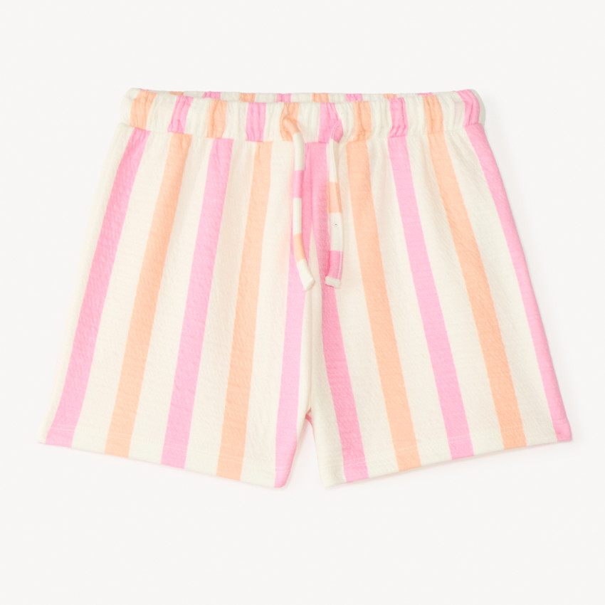 Short de punto acanalado con rayas para niña 