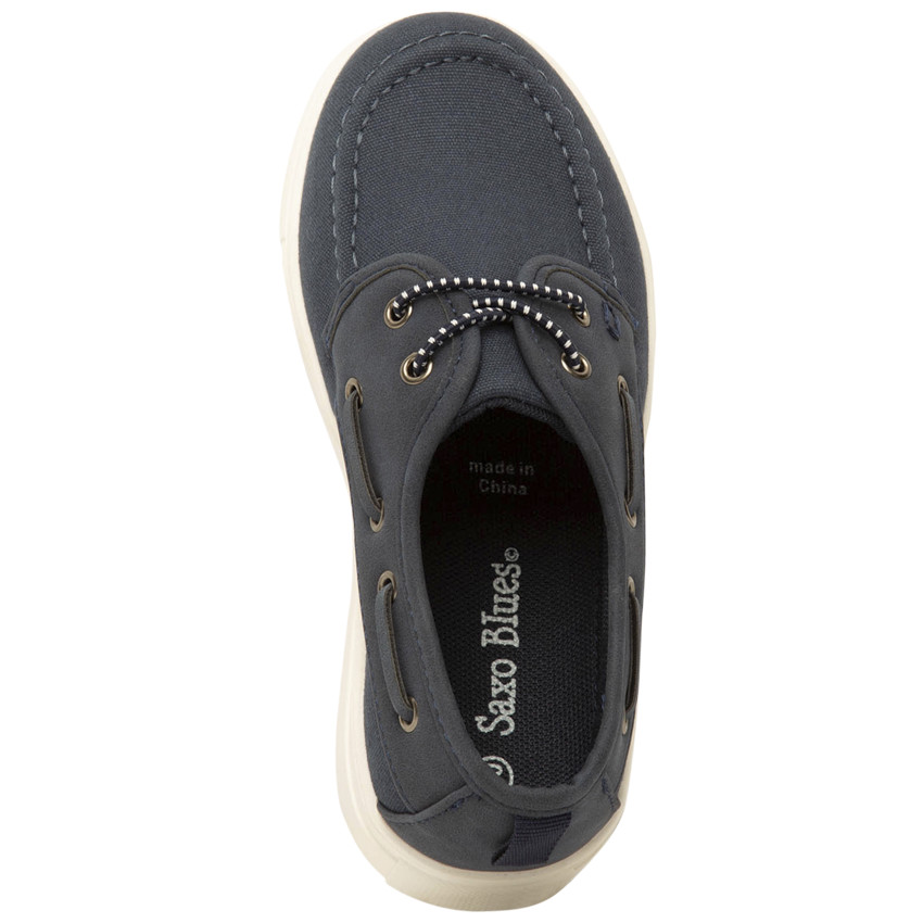 Zapatillas bajas de barco bi-materia con cordones elásticos para niño 