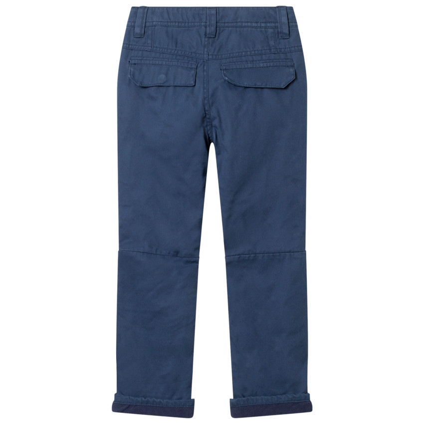Pantalón recto de sarga con forro polar niño 