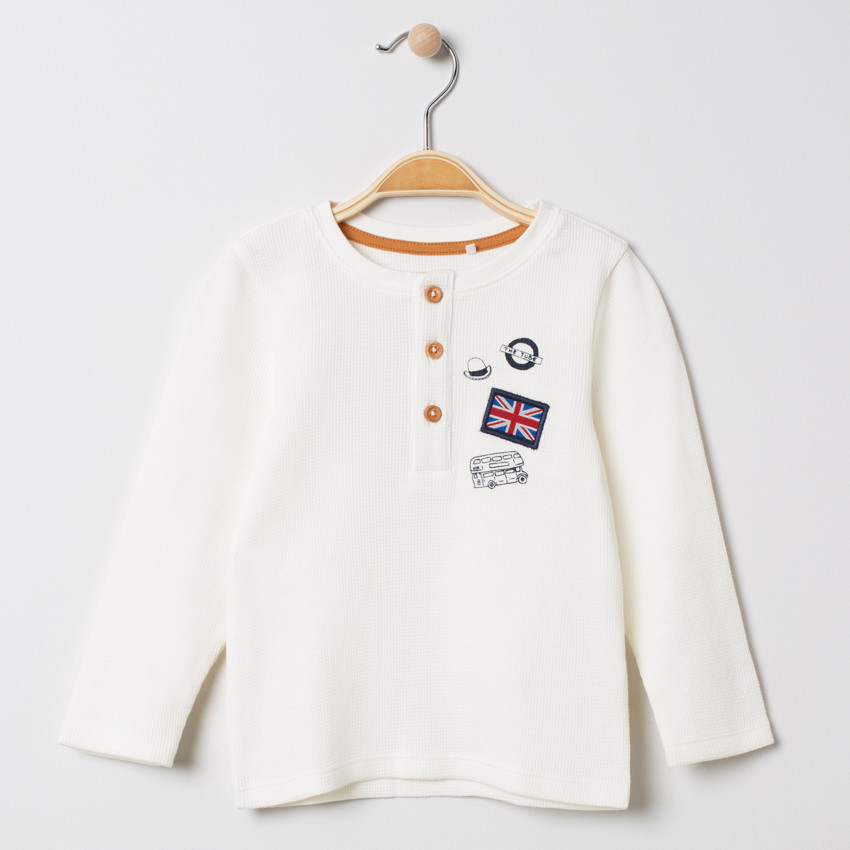 Camiseta de manga larga de algodón lisa con badges espíritu  Londres 