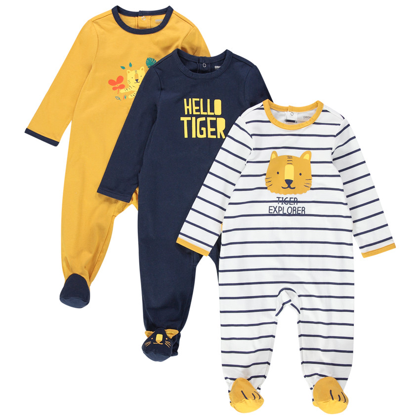 Juego de 3 pijamas de punto con tigres estampados  Additional Juego de 3 pijamas de punto con tigres estampados