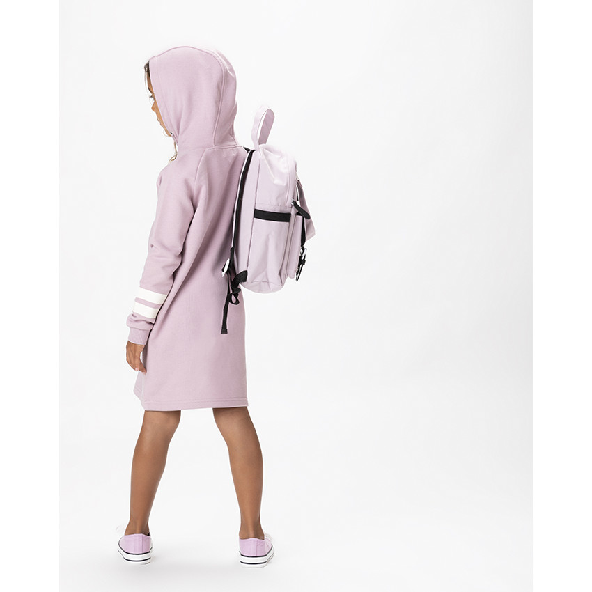 Robe sweat en molleton gratté avec capuche et broderies pour fille Main Robe sweat en molleton gratté avec capuche et broderies pour fille