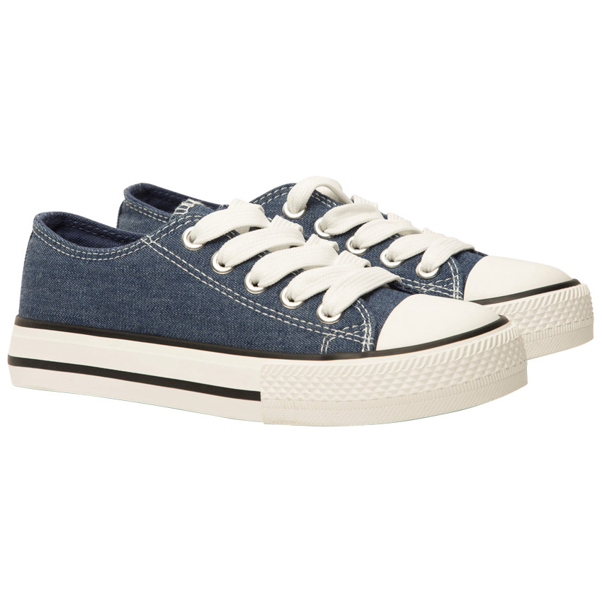 Zapatillas bajas de lona con cordones mixtos 