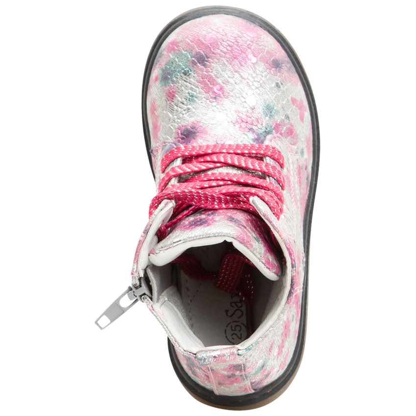 Botines subidos con textura, estampado all over, cordones y cremallera   Additional Botines subidos con textura, estampado all over, cordones y cremallera