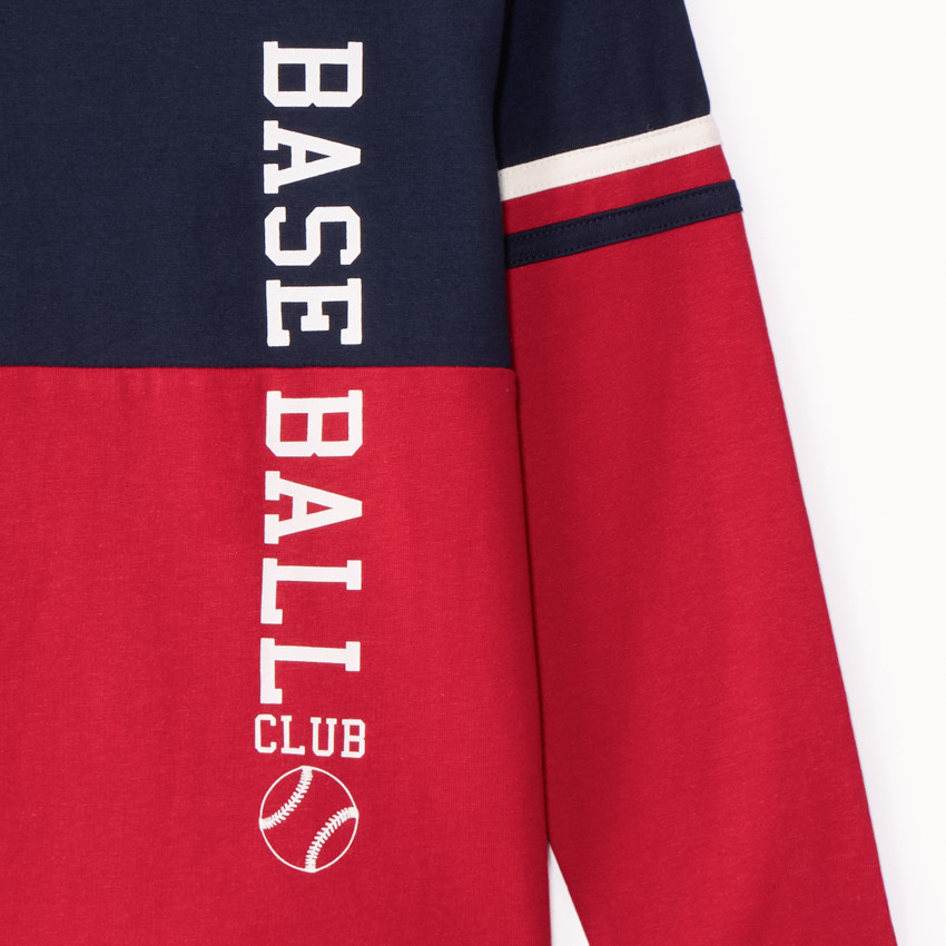 Camiseta de manga larga efecto colorblock para niño 