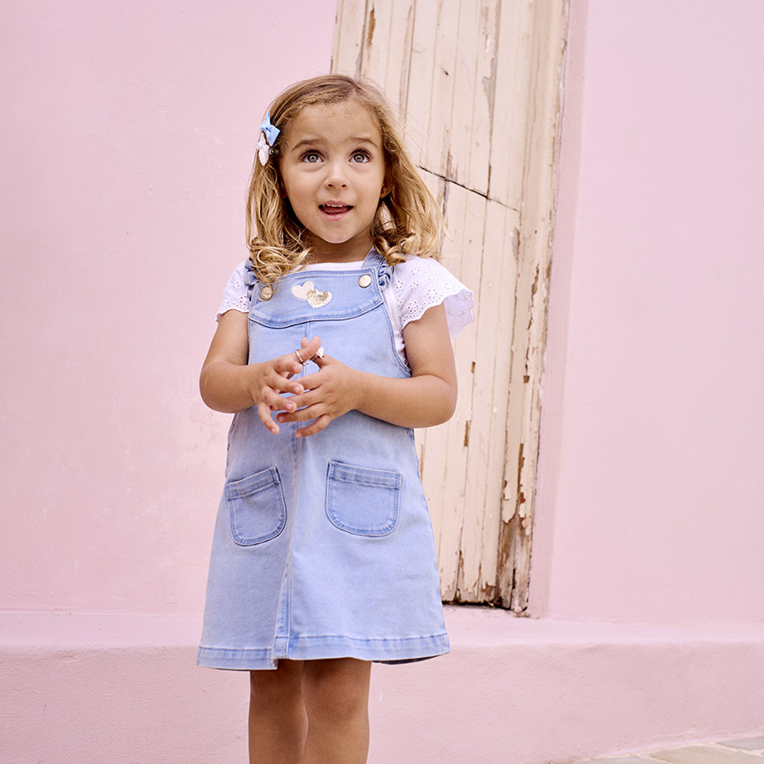 Vestido Peto Con Corazones Dorados Para Bebe Nina Orchestra