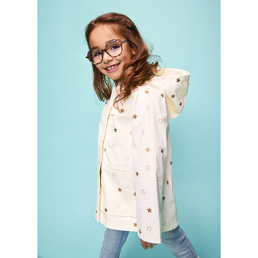 Parka gomme capuche doubl e jersey et imprim toiles pour fille