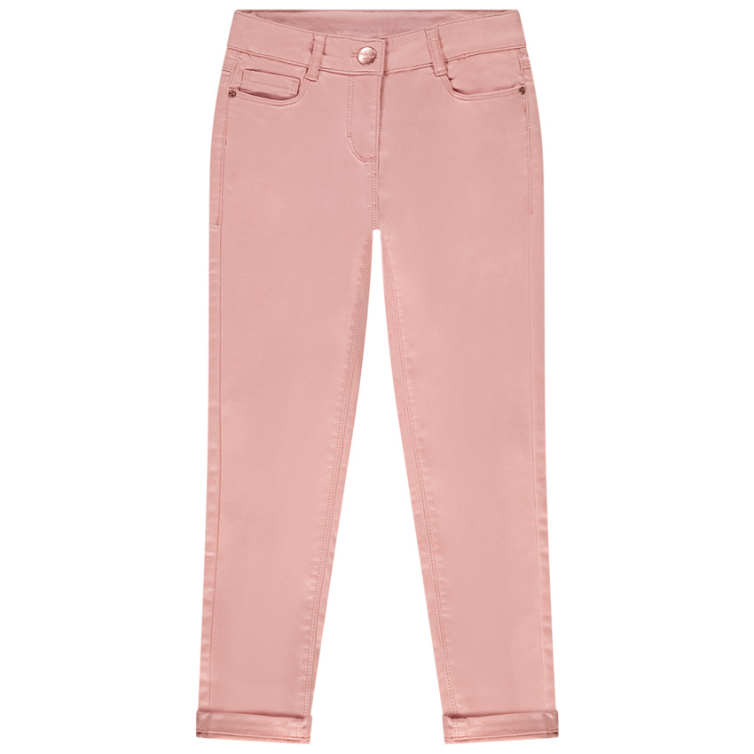 Pantalón slim en sarga lisa para niña 