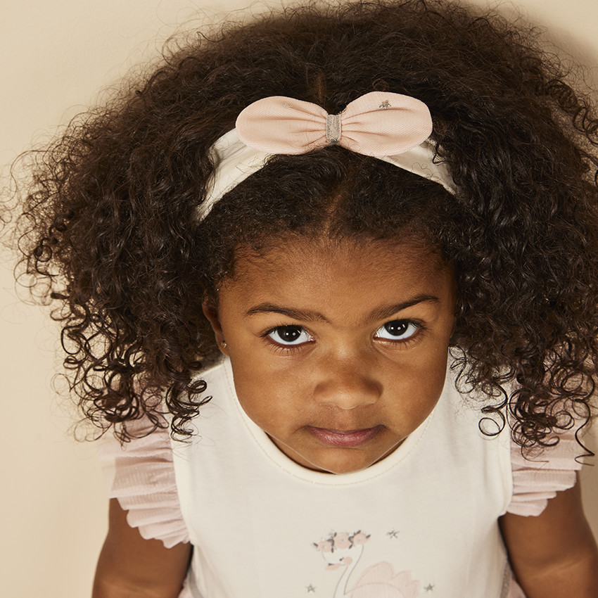 Ensemble 2 pièces robe bi-matière + bandeau pour bébé fille 