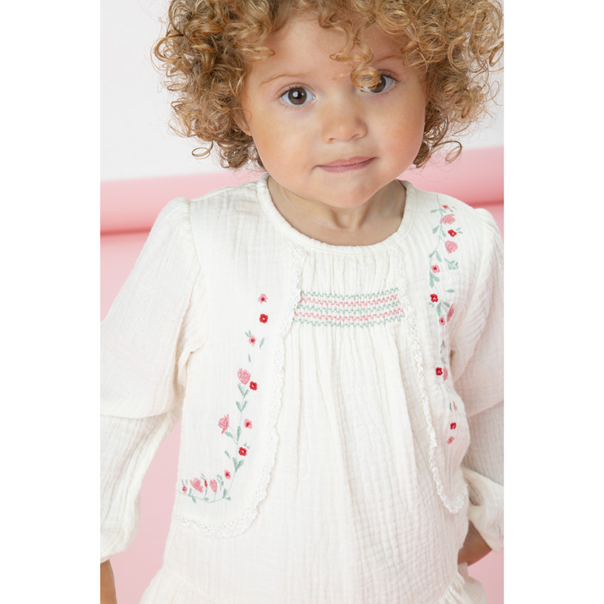 Conjunto túnica 2 piezas en doble gasa de algodón fantasía para bebé niña 