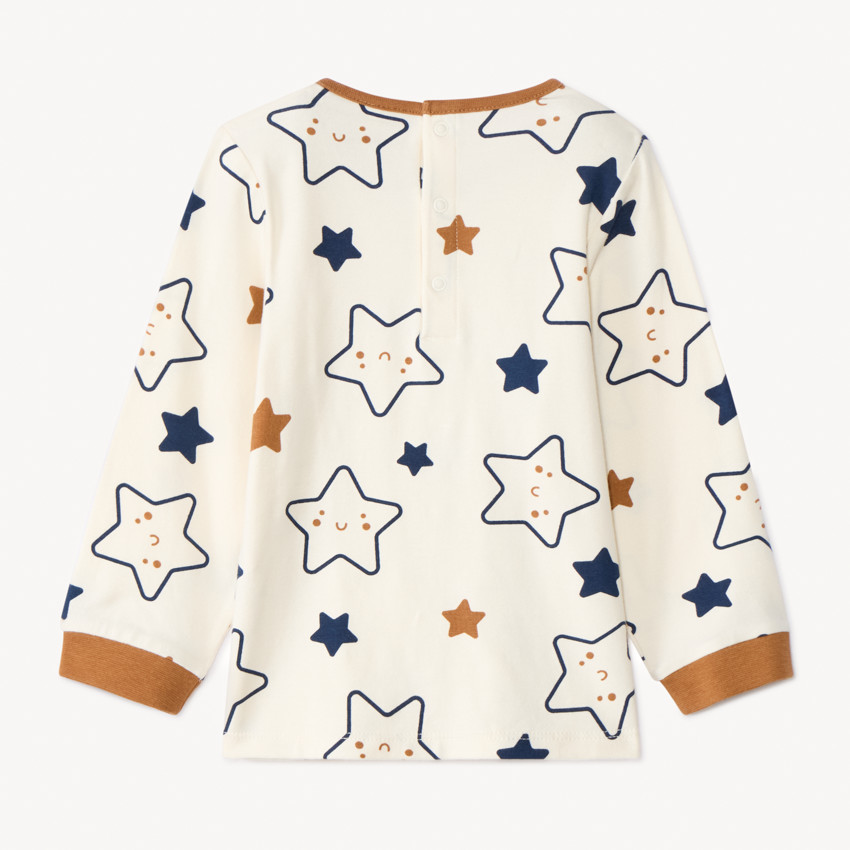 Conjunto pijama estampado de estrellas para bebé niño con acabados según la edad 