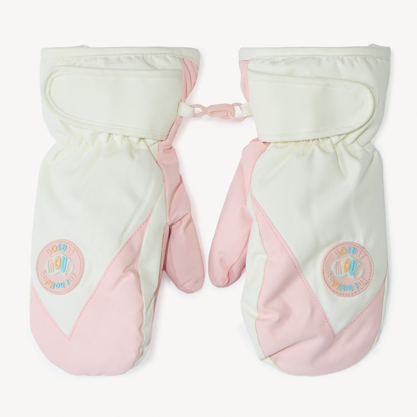 Paire de moufle de ski avec badge en gomme pour fille  