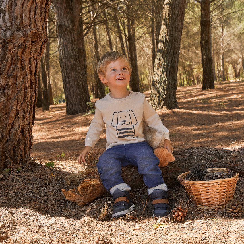 Pull uni en tricot avec print chien pour bébé garçon 