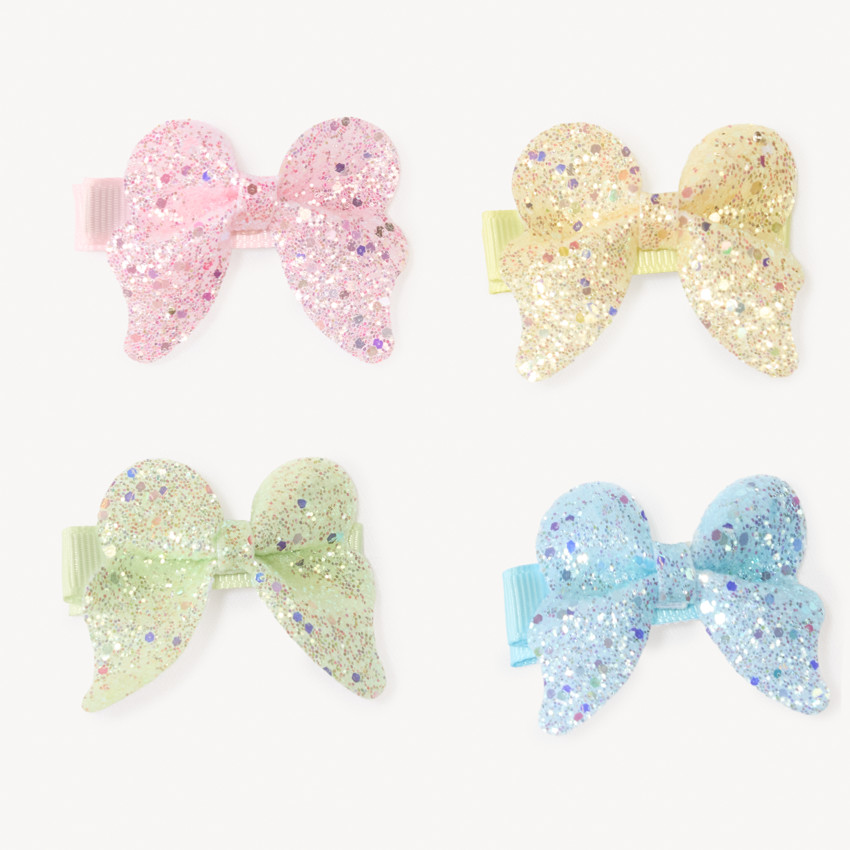 Lote de 4 horquillas brillantes en forma de mariposa para niña 