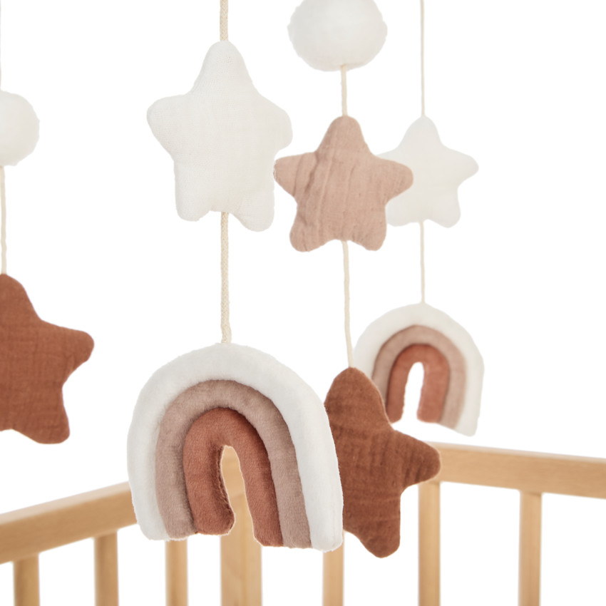Móvil musical estrellas y arcoíris 