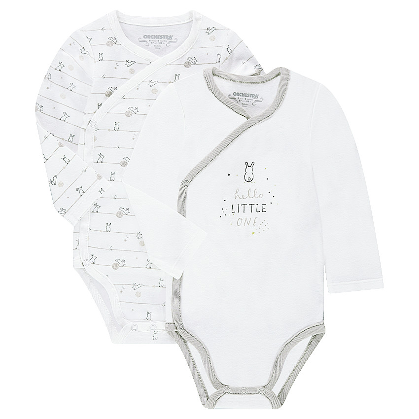 Juego de 2 bodies de manga larga de punto con estampados de fantasía 