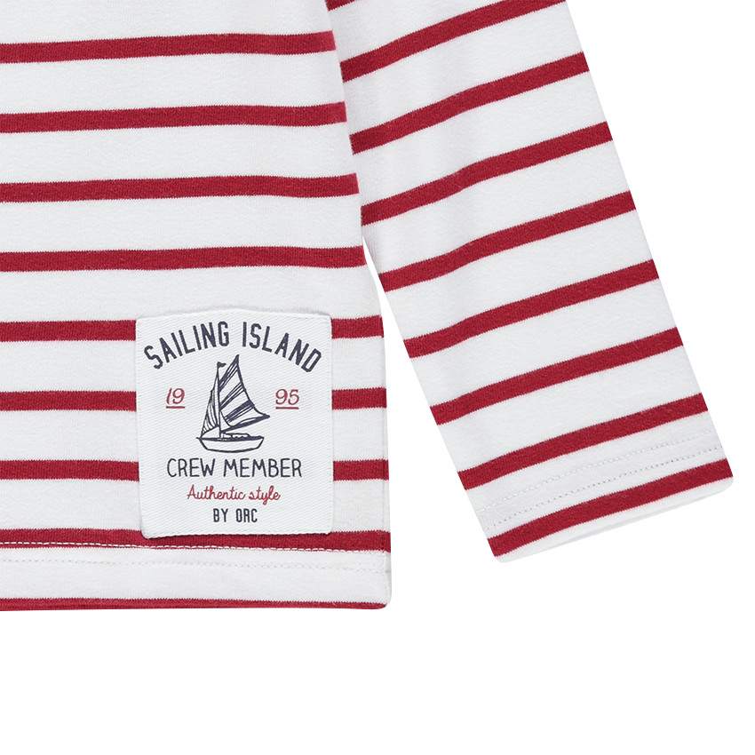 Marinera de jersey con barco estampado y etiqueta de sarga 