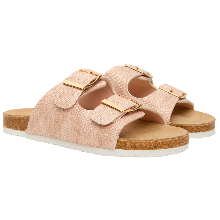Sandalias rosas con doble hebilla para niña 