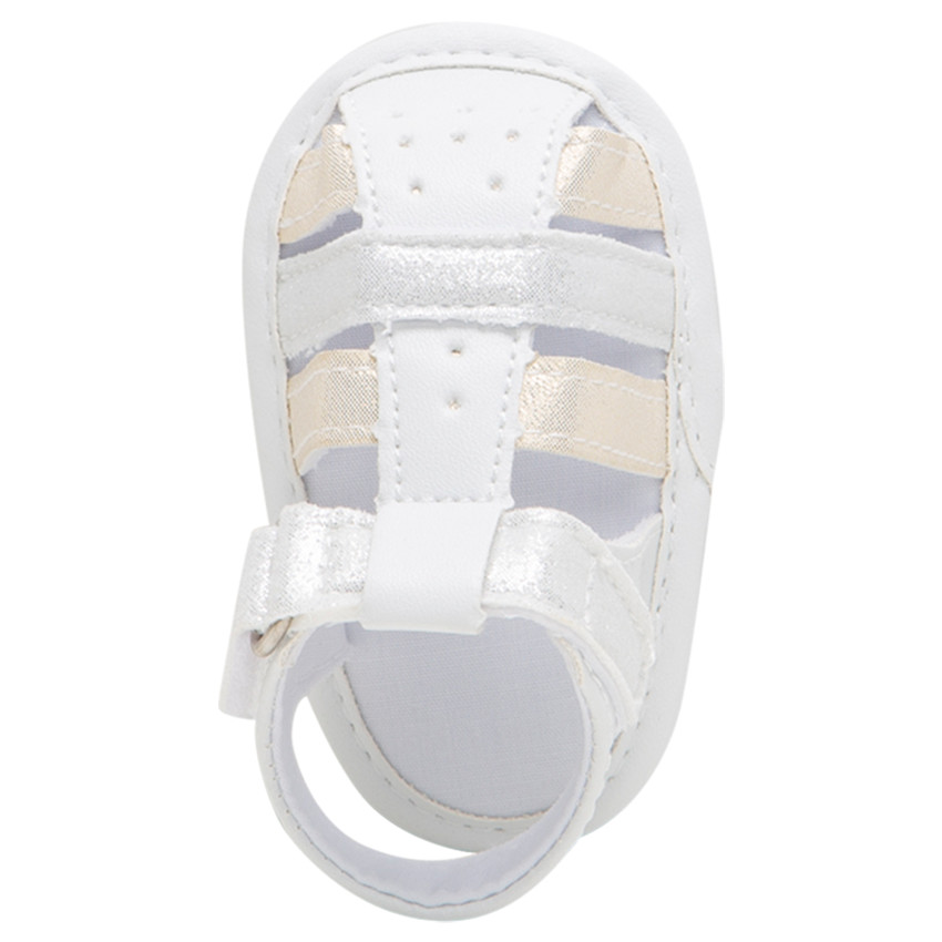 Sandalias flexibles con tiras brillantes con tira y velcro 