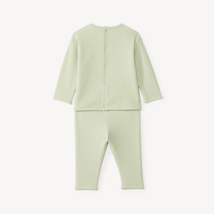 Conjunto de chándal de punto de panal con estampado de oso para bebé niño 