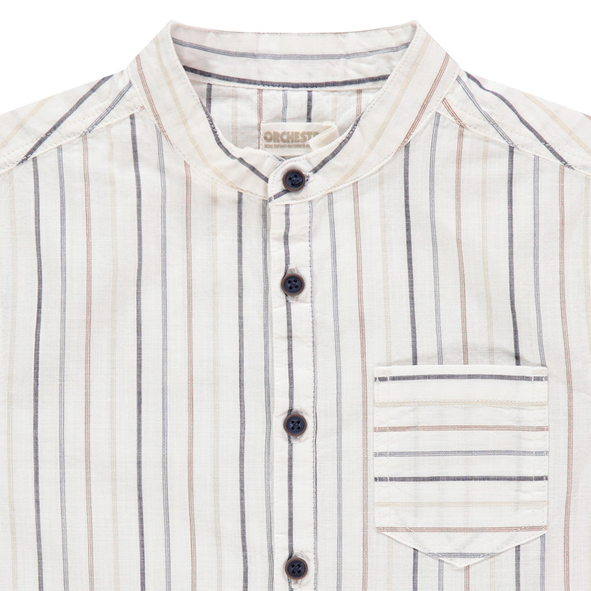 Chemise manches courtes en coton à rayures et poche  Additional Chemise manches courtes en coton à rayures et poche