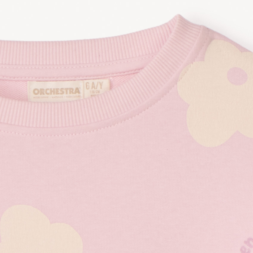 Sudadera oversize de felpa con estampado de flores para niña 