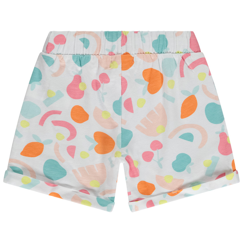 Pack de 4 shorts de punto flameado lisos y con fantasía para niña. 