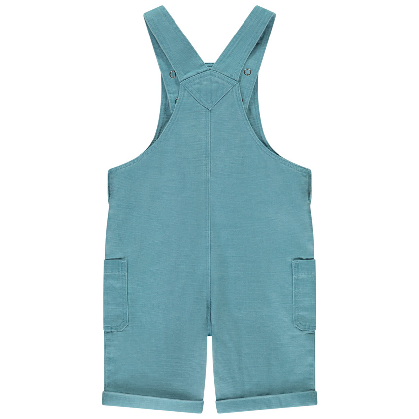Salopette corta de tela slub lisa para bebé niño 