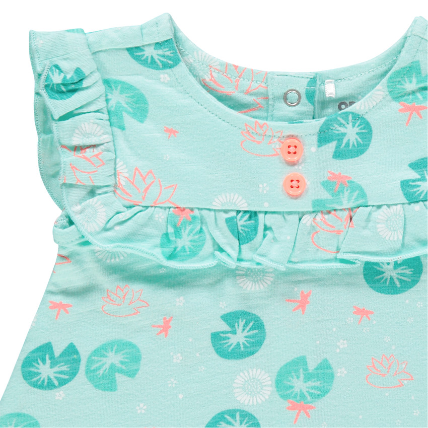 Conjunto con blusa estampada de nenúfares y pololo 