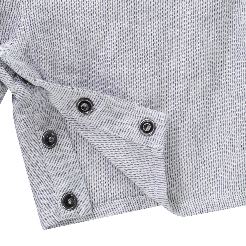 Salopette corta de lona a rayas finas para bebé niño 