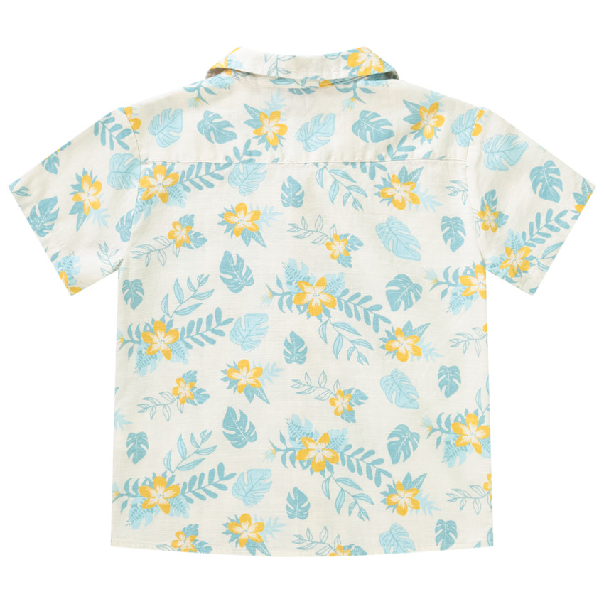 Camisa manga corta estampado follaje niño 