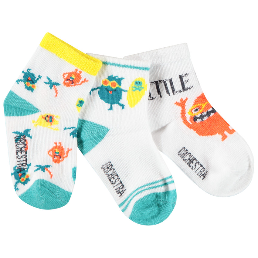 Pack de 3 pares de calcetines con estampado de monstruos para bebé niño  Additional Pack de 3 pares de calcetines con estampado de monstruos para bebé niño