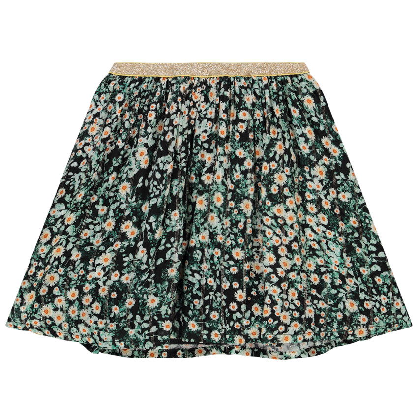 Falda corta en gasa de viscosa con estampado floral para niña 