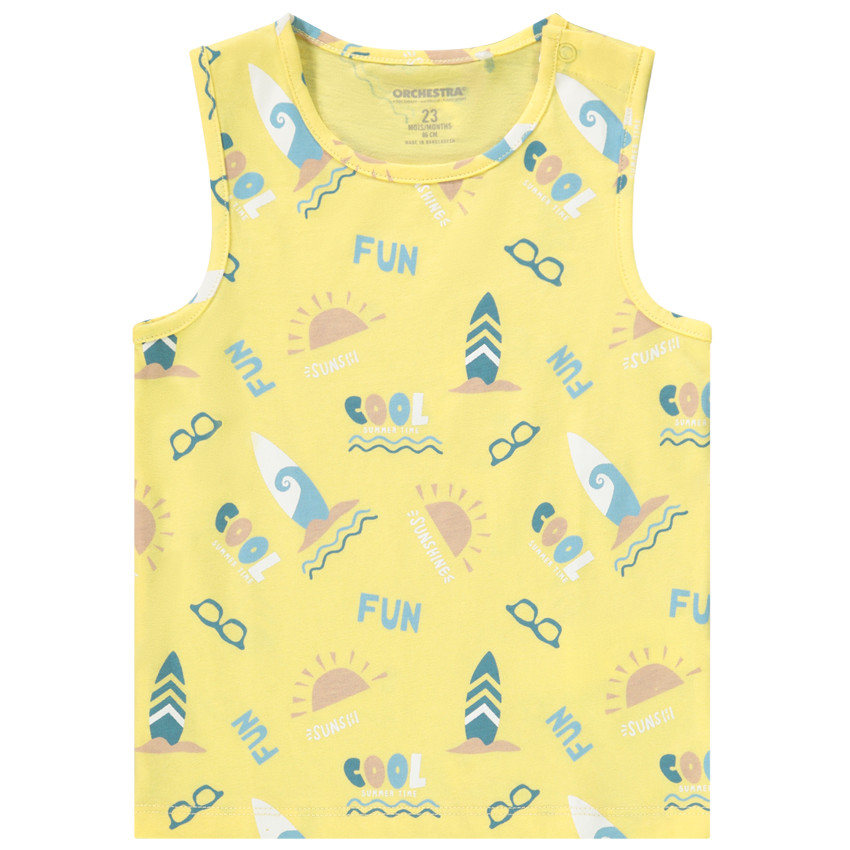 Camiseta sin mangas de jersey con estampado divertido para bebé niño 