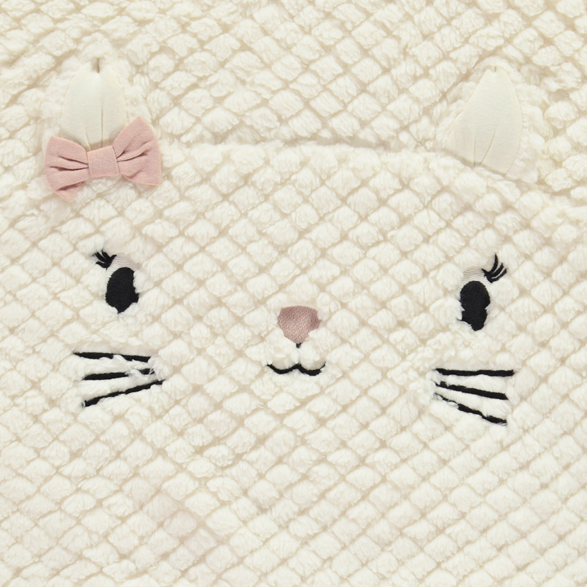 Pijama de sherpa y terciopelo con estampado de gato para niña 