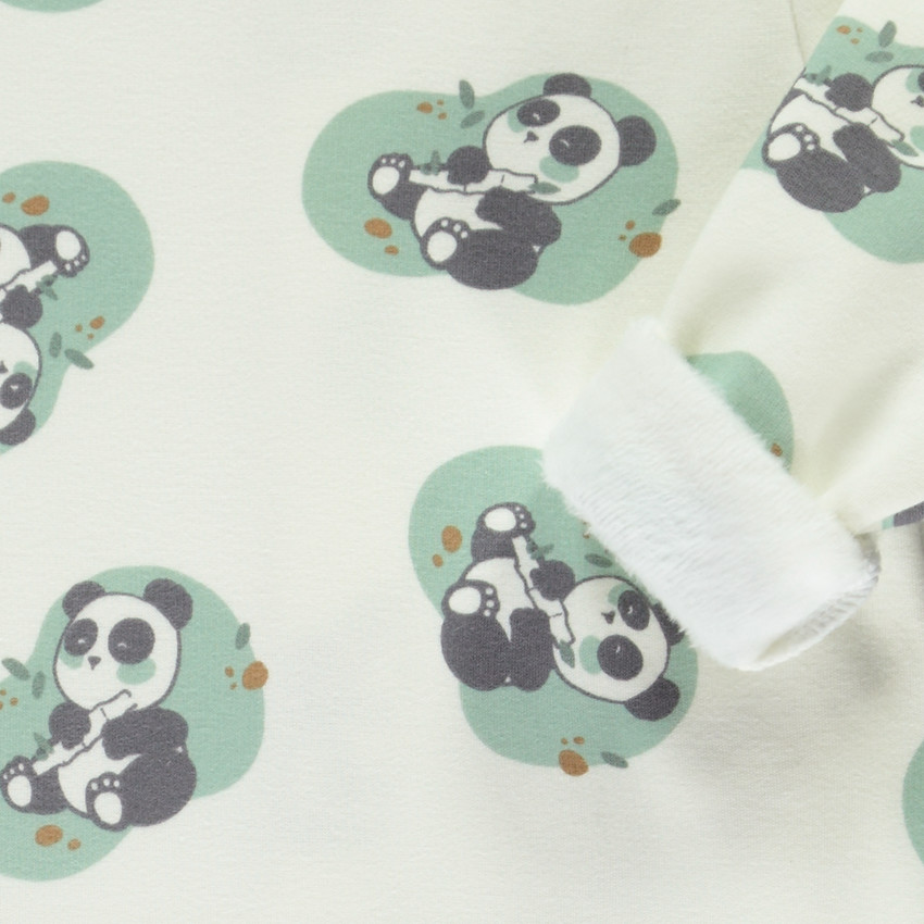 Dors-bien en velours avec imprimé panda fantaisie pour bébé avec ouvertures différentes selon l'âge 