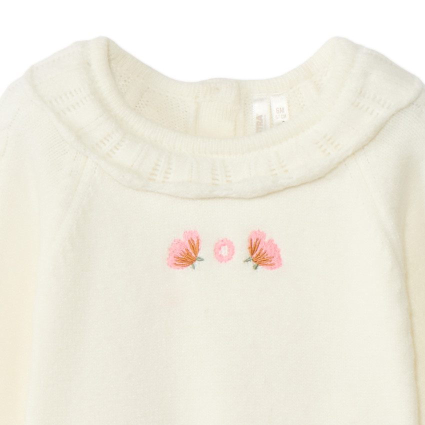 Ensemble barboteuse + collants en tricot pour bébé fille 