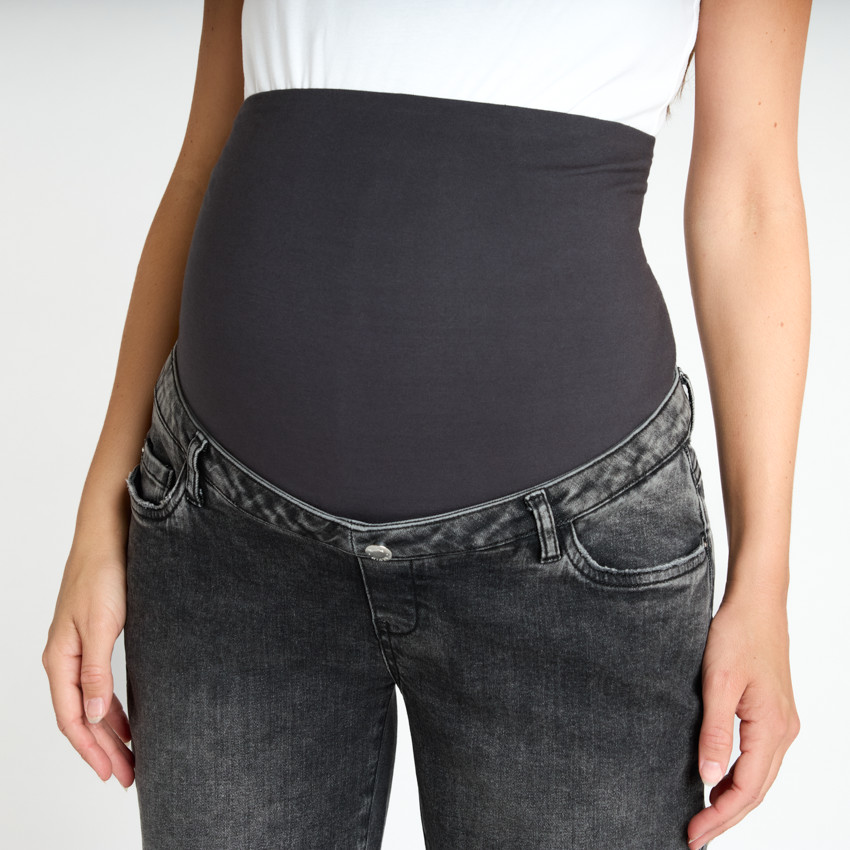 Jean recto de maternidad con banda superior 