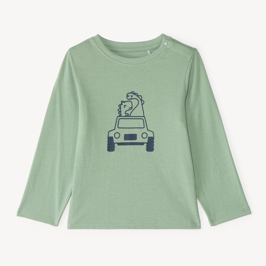 Camiseta de manga larga para bebé niño con estampado de dinosaurio 