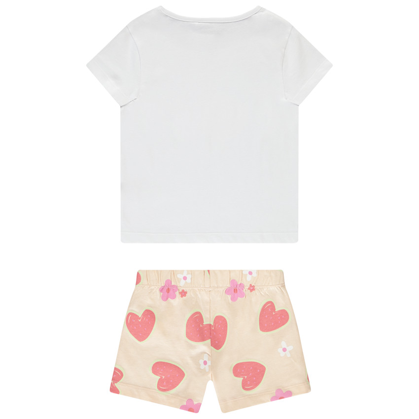 Conjunto de 2 piezas con short estampado de corazones para niña 