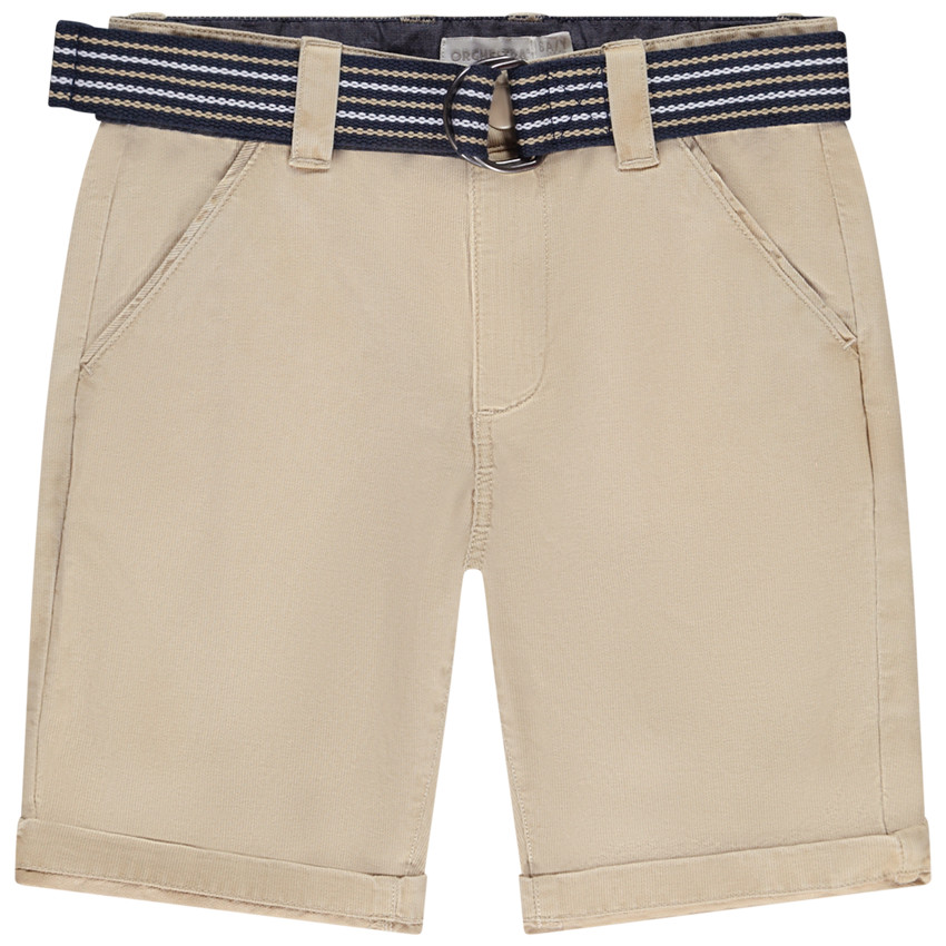 Bermudas unicolor con cinturón de fantasía para niño 