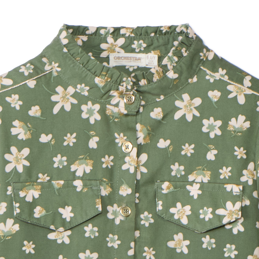 Vestido de manga larga estilo camisa estampado para niña 