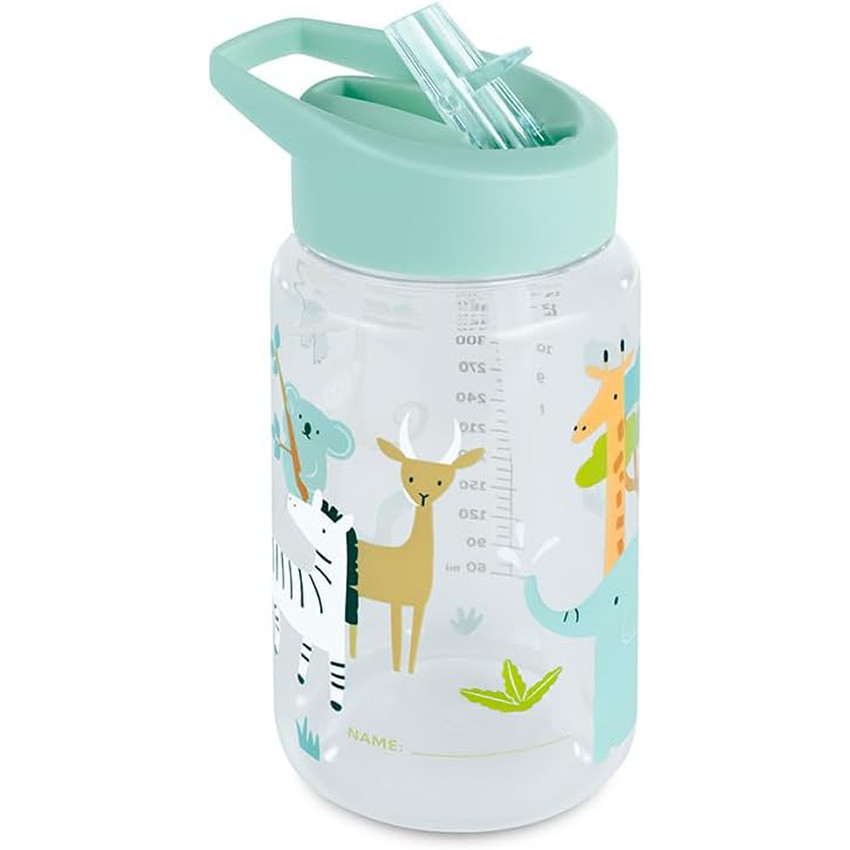 Botella con pajita 450ml Kiddie Jungle 