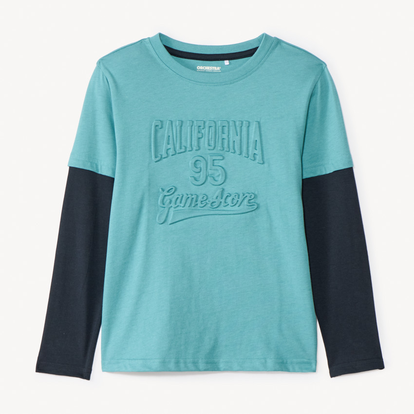 T-shirt manches longues effet 2 en 1 à motif 3D pour garçon 