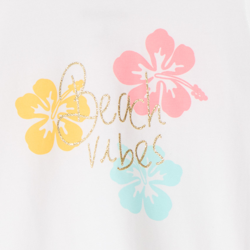 Camiseta sin mangas con efecto anudado y estampado brillante para niña 